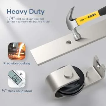 EaseLife 60"Brushed Nickel Bi-folding Sliding Barn Door Hardware Track Kit for 4 Closet Door,Top Mount,Heavy Duty,Slide Smoothly Quietly,Easy Install,No Door (Track Length 64"for Four 15" Wide Door)