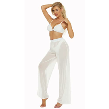 Awoscut Women’s Sheer Mesh Pants for Beach & Party