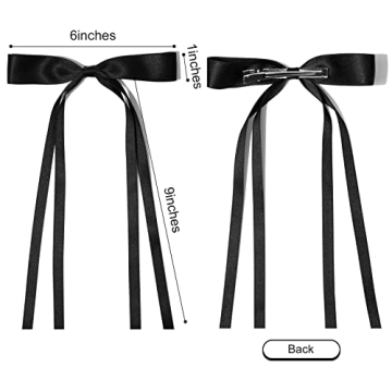 6PCS Hair Bows for Women Hair Clip Hair Tassel Hair Ribbon Ponytail Holder Accessories Slides Metal Clips Barrettes Girls Toddlers Teens Black Beige White