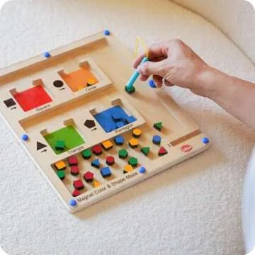 LiKee Strong Magnetic Maze, Montessori Toys for 1 2 3 Years Old Boy Girl, Wodden Puzzle Develop Fine Motor Skills, Kids On Road Trip Travel Airplane Activity, 1-5 Preschool Learning Shape & Color