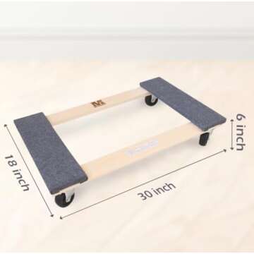 MaxWorks 50857 1320 lbs. Capacity 18 in. x 30 in. Hardwood Furniture Moving Dolly KD Version, Two Pa...