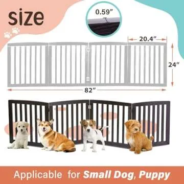 ZENY Freestanding Pet Gate for Dogs - 4 Panels Indoor Foldable Dog Fence for Stairs, Hallways, or Doorways - 82x24-Inch Freestanding Dog Gates, Brown