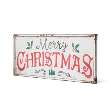 Park Hill Collection Merry Christmas Iron Plaque - Antique Style Decor, 48.25 Inches Long