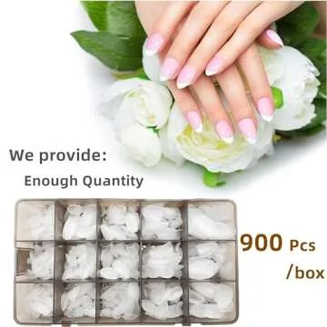KeepLove 900pcs Short Almond Nail Tips for DIY Nail Art