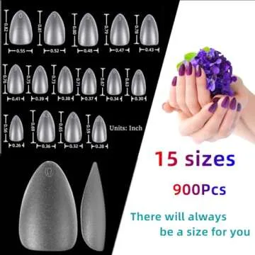 KeepLove 900pcs Short Almond Nail Tips for Nail Art