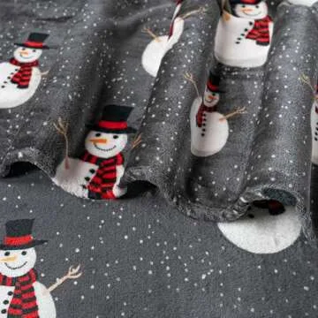 PAVILIA Christmas Snowman Throw Blanket | Grey Christmas Fleece Blanket | Soft, Plush, Warm Winter Cabin Throw, 50x60 (Grey Snowman)