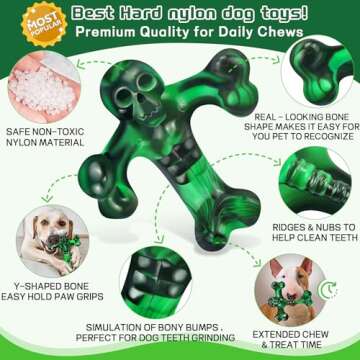 SIHRMIU Dog Toys for Aggressive Chewers,Faint Bacon Flavor,Almost Indestructible Dog Bone for Medium...