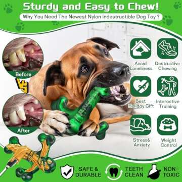 SIHRMIU Dog Toys for Aggressive Chewers,Faint Bacon Flavor,Almost Indestructible Dog Bone for Medium/Large Breed,Toughest Nylon Dog Chew Toys, Heavy Duty Long Lasting Fun Dog Gift