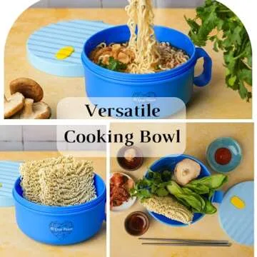 AI LOVE PEACE Ramen Bowl, 40 oz Microwaveable Noodle Cooker for Ramen, Pho, Soup, and Pasta, Dishwas...