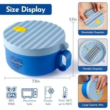 AI LOVE PEACE Ramen Bowl - 40 oz Microwave Cooker for Noodles