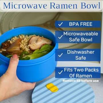 AI LOVE PEACE Ramen Bowl - 40 oz Microwave Cooker for Noodles
