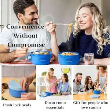 AI LOVE PEACE Ramen Bowl - 40 oz Microwave Cooker for Noodles