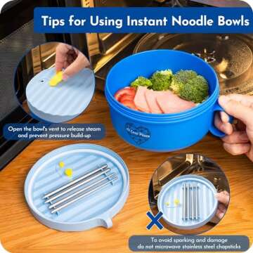 AI LOVE PEACE Ramen Bowl - 40 oz Microwave Cooker for Noodles