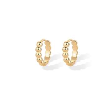 PAVOI Lightweight Two-Tone Beaded Huggie Earrings