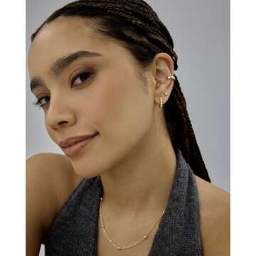 PAVOI Lightweight Two-Tone Beaded Huggie Earrings