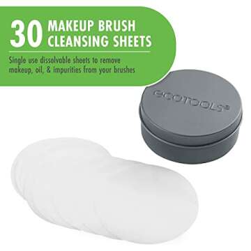 EcoTools Professional Makeup Brush Cleaner and Beauty Blender Dissolving Sheets with Textured Mat, P...
