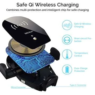 Wireless Car Charger, Auto-Clamping Car Phone Holder Mount 10W 7.5W Fast Charging Air Vent Car Charger Compatible with iPhone 15 14 13 12 11 Pro Max Mini XR XS X, Samsung Galaxy S24 Ultra S23 S22 S21+