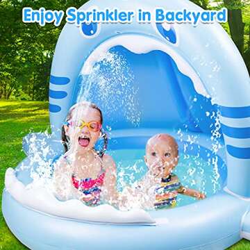 Baby Pool, Inflatable Baby pool, Baby Shark Pool with Canopy of 43 Inches, Summer Water Play Center for Girls Boys Toddlers Perfect Baby Swimming Pool