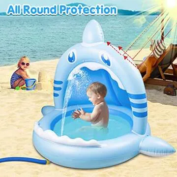Baby Pool, Inflatable Baby pool, Baby Shark Pool with Canopy of 43 Inches, Summer Water Play Center for Girls Boys Toddlers Perfect Baby Swimming Pool
