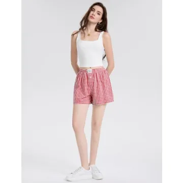 LOMON Women's Boxer Shorts Stylish Cotton Summer PJs