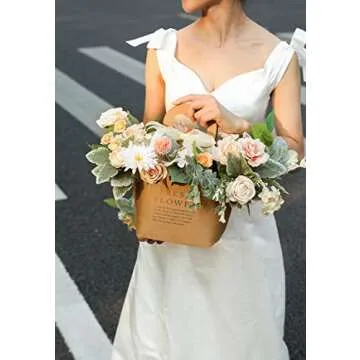 Serra Flora Artificial Flowers Rose 32pcs Silk Mix Peony Daisy Hydrangea Fake Flowers for DIY Wedding Bouquets Combo Centerpieces Arrangements Party Bridal Baby Shower Home Decorations