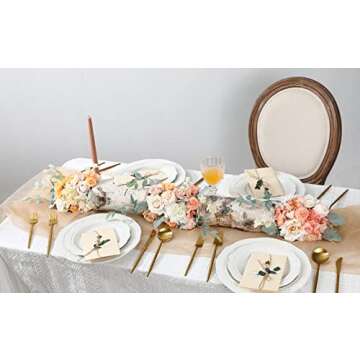 Serra Flora Artificial Flowers Rose 32pcs Silk Mix Peony Daisy Hydrangea Fake Flowers for DIY Wedding Bouquets Combo Centerpieces Arrangements Party Bridal Baby Shower Home Decorations