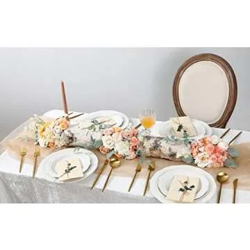 Serra Flora Artificial Flowers Rose 32pcs Silk Mix Peony Daisy Hydrangea Fake Flowers for DIY Wedding Bouquets Combo Centerpieces Arrangements Party Bridal Baby Shower Home Decorations