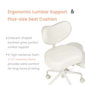 Pipersong Meditation Chair Plus, Cross Legged Chair with Wheels, ADHD Chair, Criss Cross Desk Chair with Lumbar Support and Adjustable Stool, Flexible Design for Fidgety Sitters, Ivory