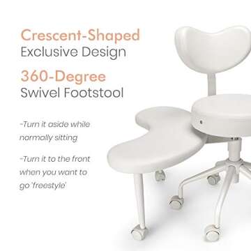 Pipersong Meditation Chair Plus, Cross Legged Chair with Wheels, ADHD Chair, Criss Cross Desk Chair with Lumbar Support and Adjustable Stool, Flexible Design for Fidgety Sitters, Ivory