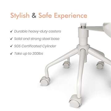 Pipersong Meditation Chair Plus, Cross Legged Chair with Wheels, ADHD Chair, Criss Cross Desk Chair with Lumbar Support and Adjustable Stool, Flexible Design for Fidgety Sitters, Ivory