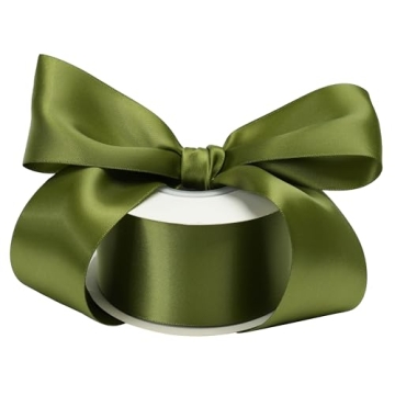 DINDOSAL Green Ribbon for Gift Wrapping - 2 Inch Dark Green Satin Ribbon 25 Yards