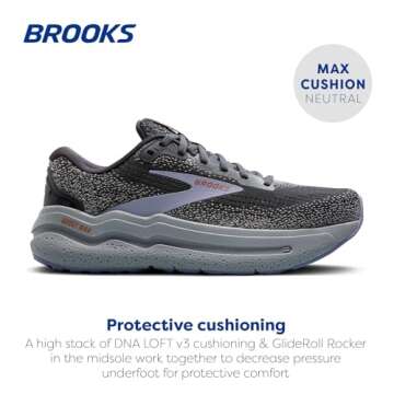 Brooks Women’s Ghost Max 2 Neutral Running & Walking Shoe - Ebony/Sweet Lavender/Alloy - 11 Wide