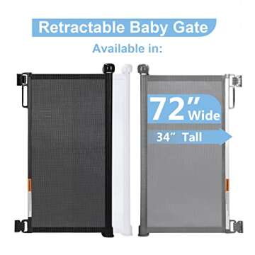 Retractable Baby Gate, PRObebi Retractable Dog Gate for Babies and Pets 34" Tall Extends to 72" Wide...