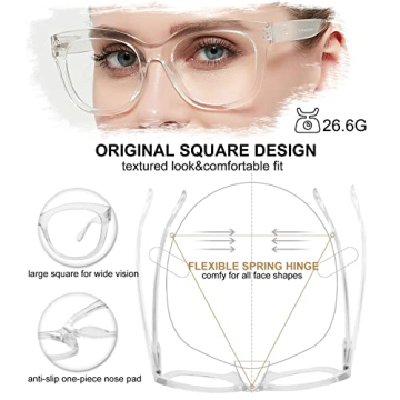AEZUNI Oversized Reading Glasses Women Clear Magnification