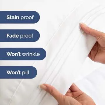 Queen 6 Piece Sheet Set - Breathable & Cooling Sheets - Hotel Luxury Bed Sheets - 1 Flat Sheet, 1 Fitted Sheet & 4 Pillowcases - Deep Pocket - Easy Fit, Soft & Wrinkle Free - Queen White Sheets