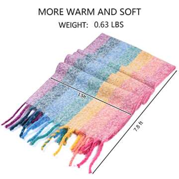 WAMSOFT Women's Knitted Scarf Chunky Knit scarf, 3X Thick Cold Weather Pashmina Shawl Scarf, Rainbow Winter Scarf for Women, Soft Warm Chunky Scarf, Long Skiing Working Scarf Gift, Bubble Gum Pink