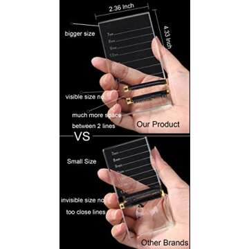 Eyelash Extension Crystal Pallet Lash Holder Tray Bigger Size with Storage Case 4.3x2.4 Inch,7-15 mm