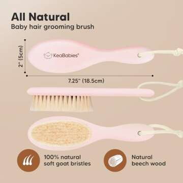 Baby Hair Brush - Baby Brush with Soft Goat Bristles, Cradle Cap Brush, Perfect Scalp Grooming Produ...