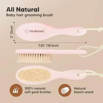 Baby Hair Brush - Baby Brush with Soft Goat Bristles, Cradle Cap Brush, Perfect Scalp Grooming Produ...