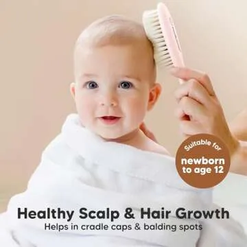 Baby Hair Brush - Baby Brush with Soft Goat Bristles, Cradle Cap Brush, Perfect Scalp Grooming Product for Infant, Toddler, Kids, Newborns, Baby Girls, Boys (Blush, Oval)
