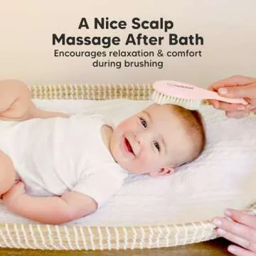 Baby Hair Brush - Baby Brush with Soft Goat Bristles, Cradle Cap Brush, Perfect Scalp Grooming Product for Infant, Toddler, Kids, Newborns, Baby Girls, Boys (Blush, Oval)