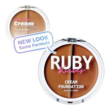 Ruby Kisses 3D Face Creator Cream Foundation & Concealer, 12 Hours Long Lasting, Medium to Full Cove...