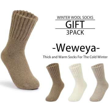 Weweya Boot Socks Women Thermal Warm Sock Thick Winter Ankle Socks Solid Calf Socks Christmas Gift D...