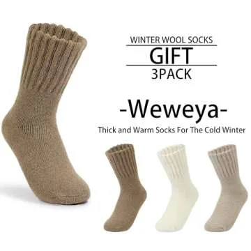 Weweya Boot Socks Women Thermal Warm Sock Thick Winter Ankle Socks Solid Calf Socks Christmas Gift D...