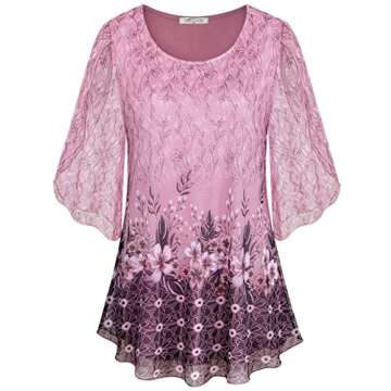 Stylish Pink Floral Tops with Ruffle Sleeves for Women