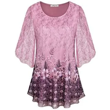 Stylish Pink Floral Tops with Ruffle Sleeves for Women