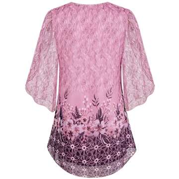 Stylish Pink Floral Tops with Ruffle Sleeves for Women