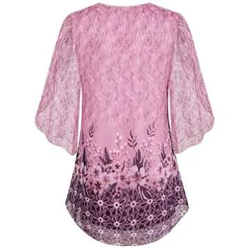 Stylish Pink Floral Tops with Ruffle Sleeves for Women