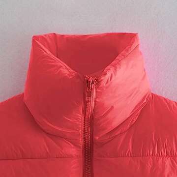 Hixiaohe Women's Winter Crop Vest Puffer Lightweight Stand Collar Padded Vest Zip Up Sleeveless Jacket(Red,M)