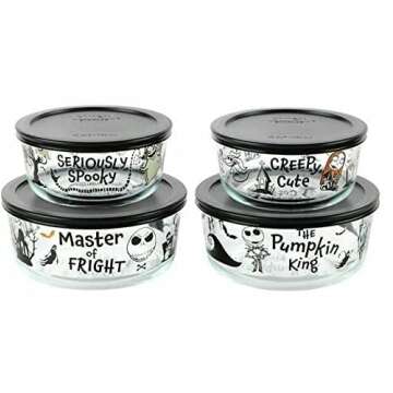 CYOIDAI Pyrex Glass 8-piece Decorated Food Storage Set - Tim Burton's The Nightmare Before Christmas